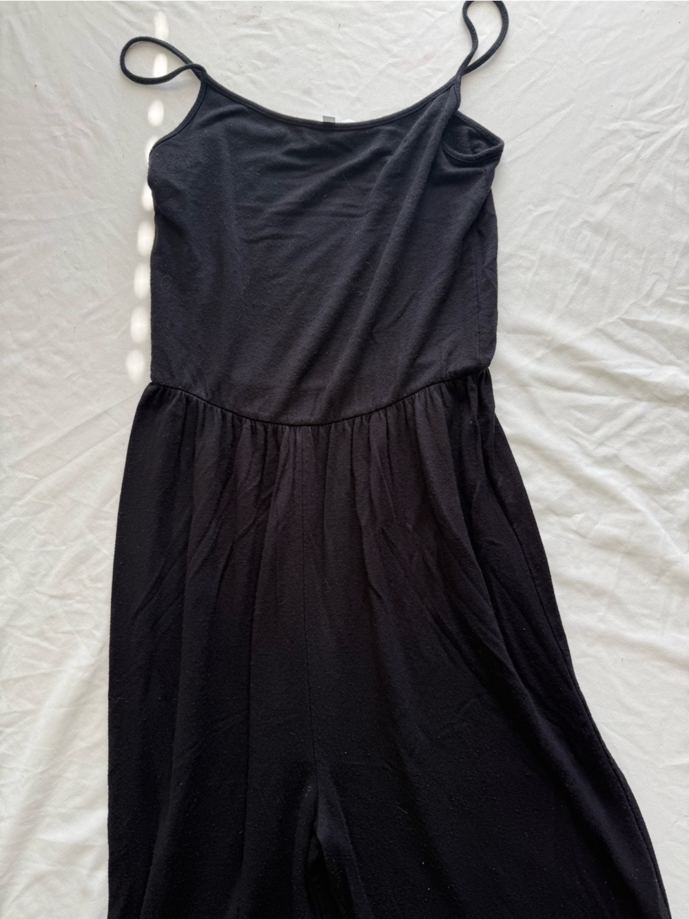 Antistar Womens M Black Spaghetti Strap Wide Leg Jumpsuit Culottes Layer Casual